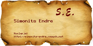 Simonits Endre névjegykártya