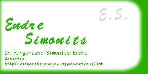 endre simonits business card
